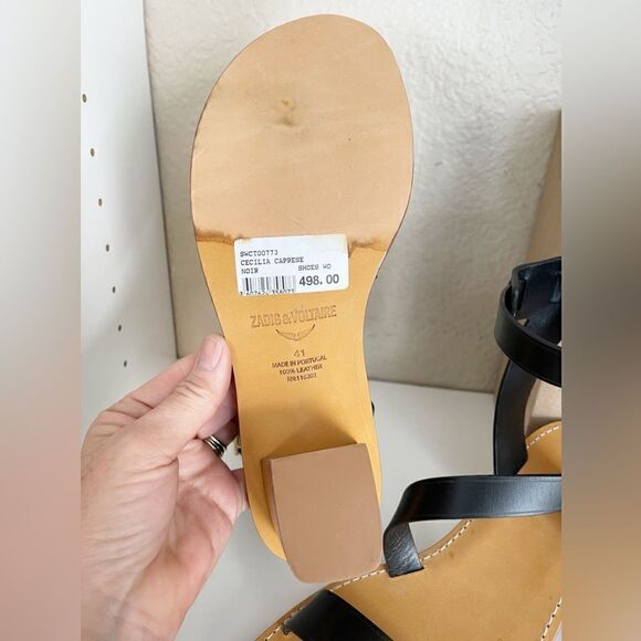 Zadig & Voltaire Leather sandal Cecilia Caprese black heeled sandal Size… - Picture 15 of 17